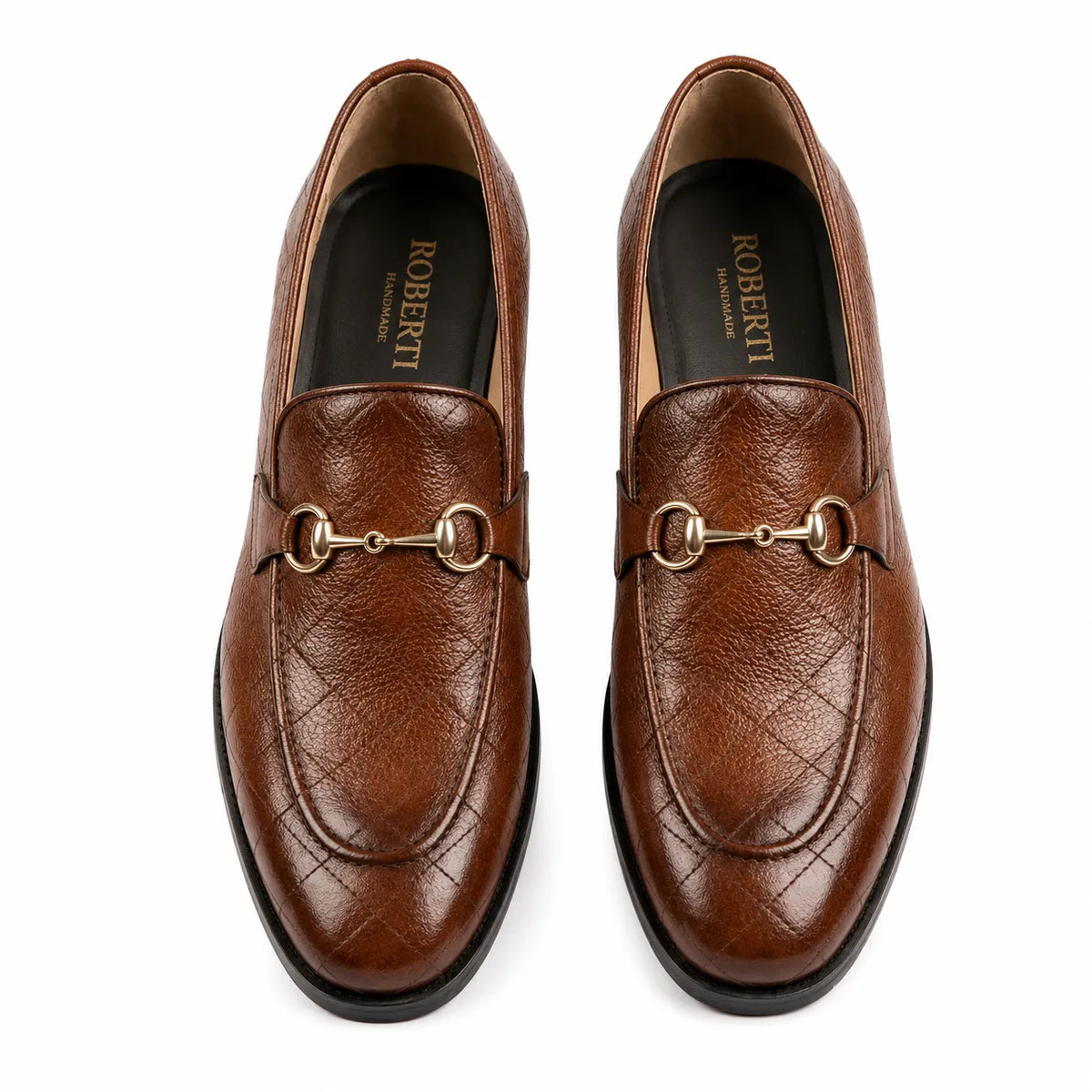 Premium men's brown crocodile-textured leather loafers