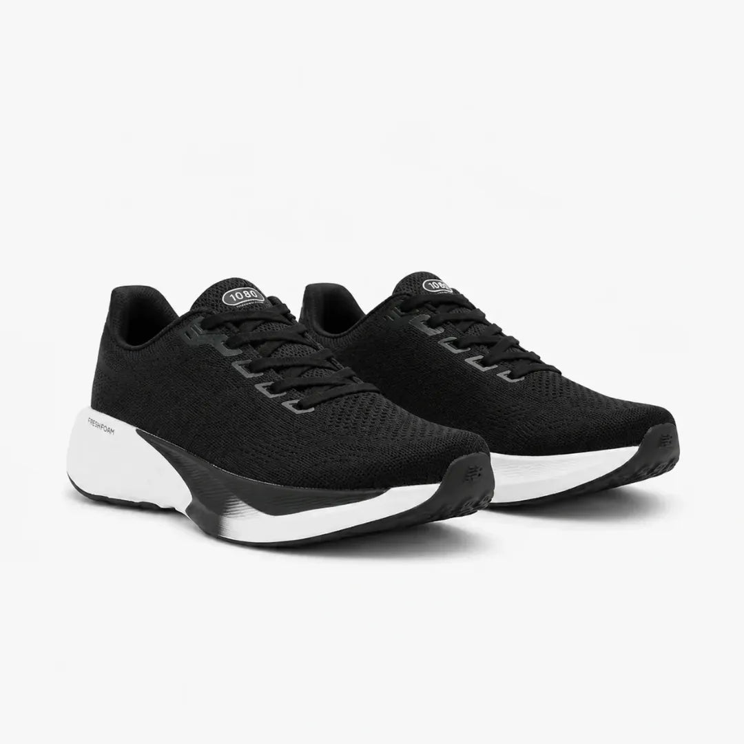 Black lightweight running shoes with breathable mesh upper and cushioned sole, ideal for running, walking, and daily wear.