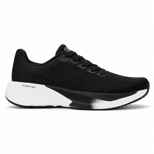 Black lightweight running shoes with breathable mesh upper and cushioned sole, ideal for running, walking, and daily wear.