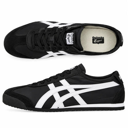 Black and white sneakers for men with white side detailing and black laces