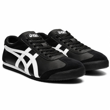 Black and white sneakers for men with white side detailing and black laces