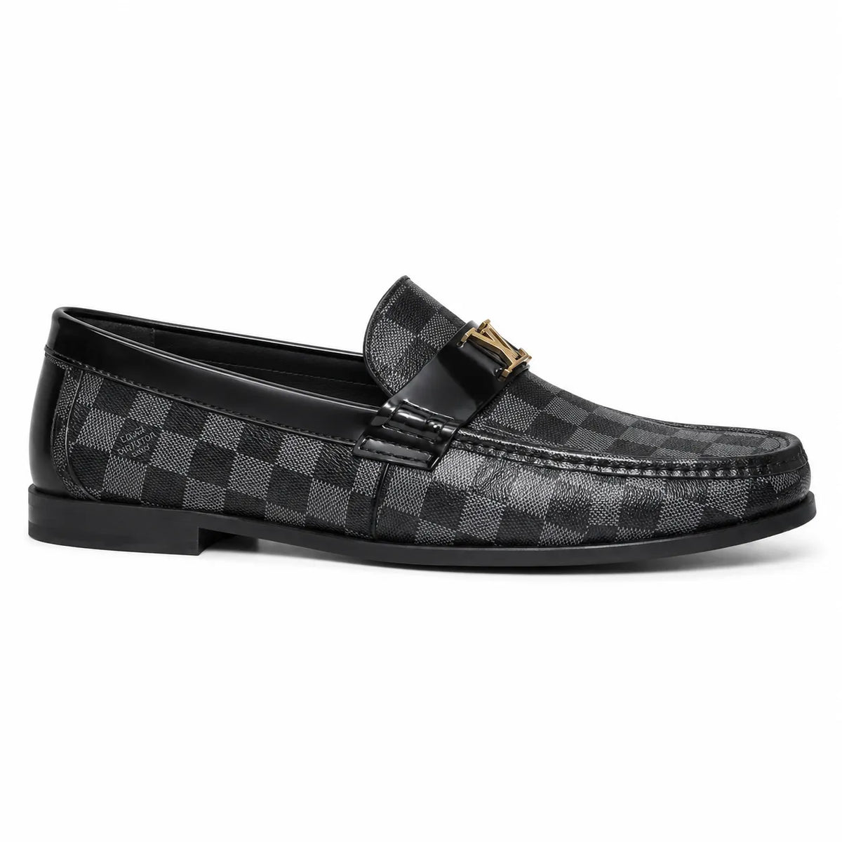 Black and gray shoes check design