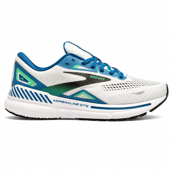 Brooks Adrenaline GTS 23 white blue green running shoes for men
