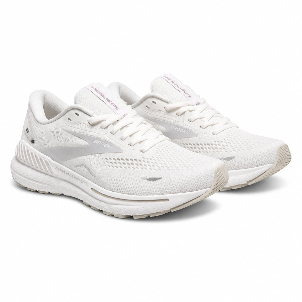 Brooks Adrenaline GTS 23 white running shoes side profile