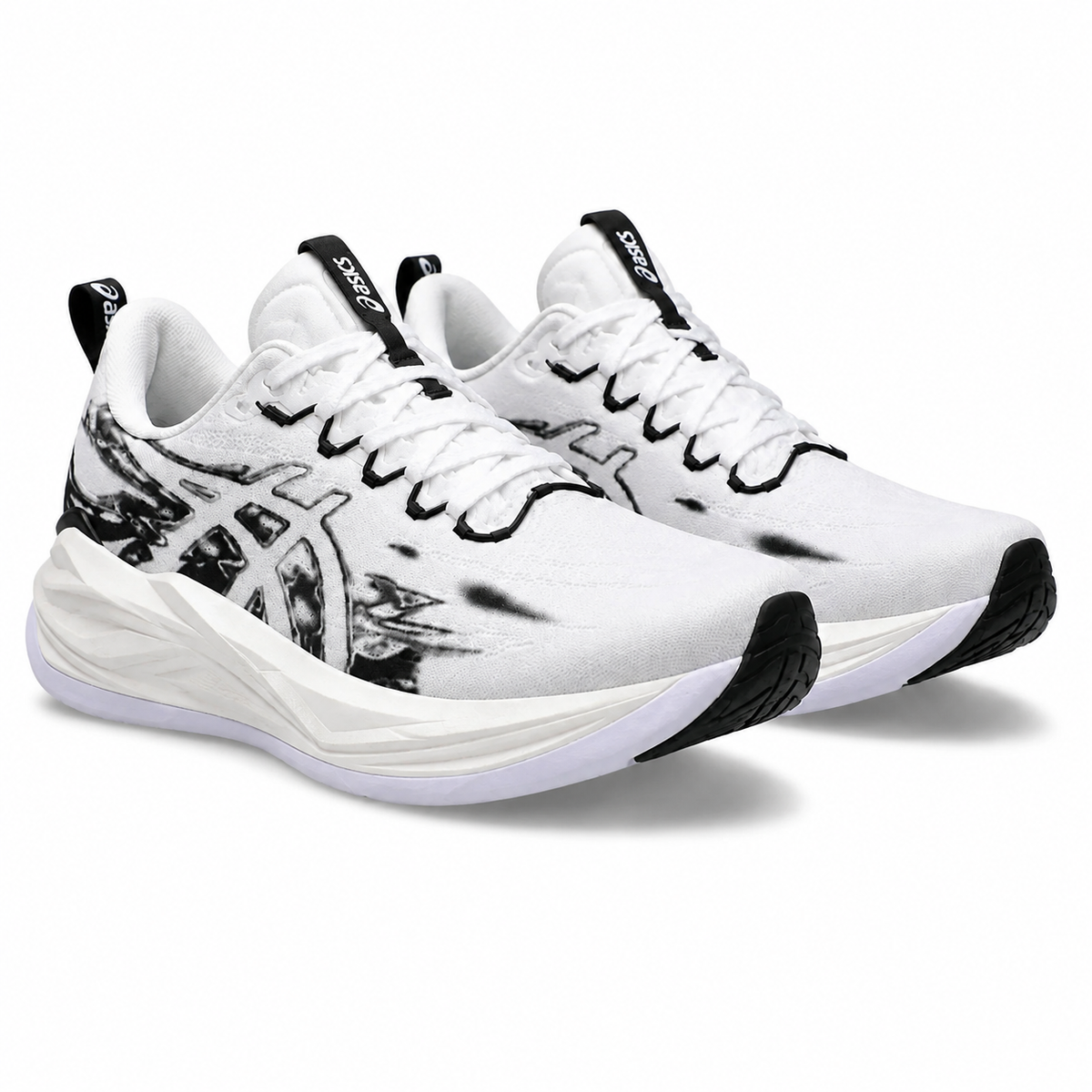 ASICS White &  Black Running   Shoes –   Lightweight  Cushioned Sports Sneakers
