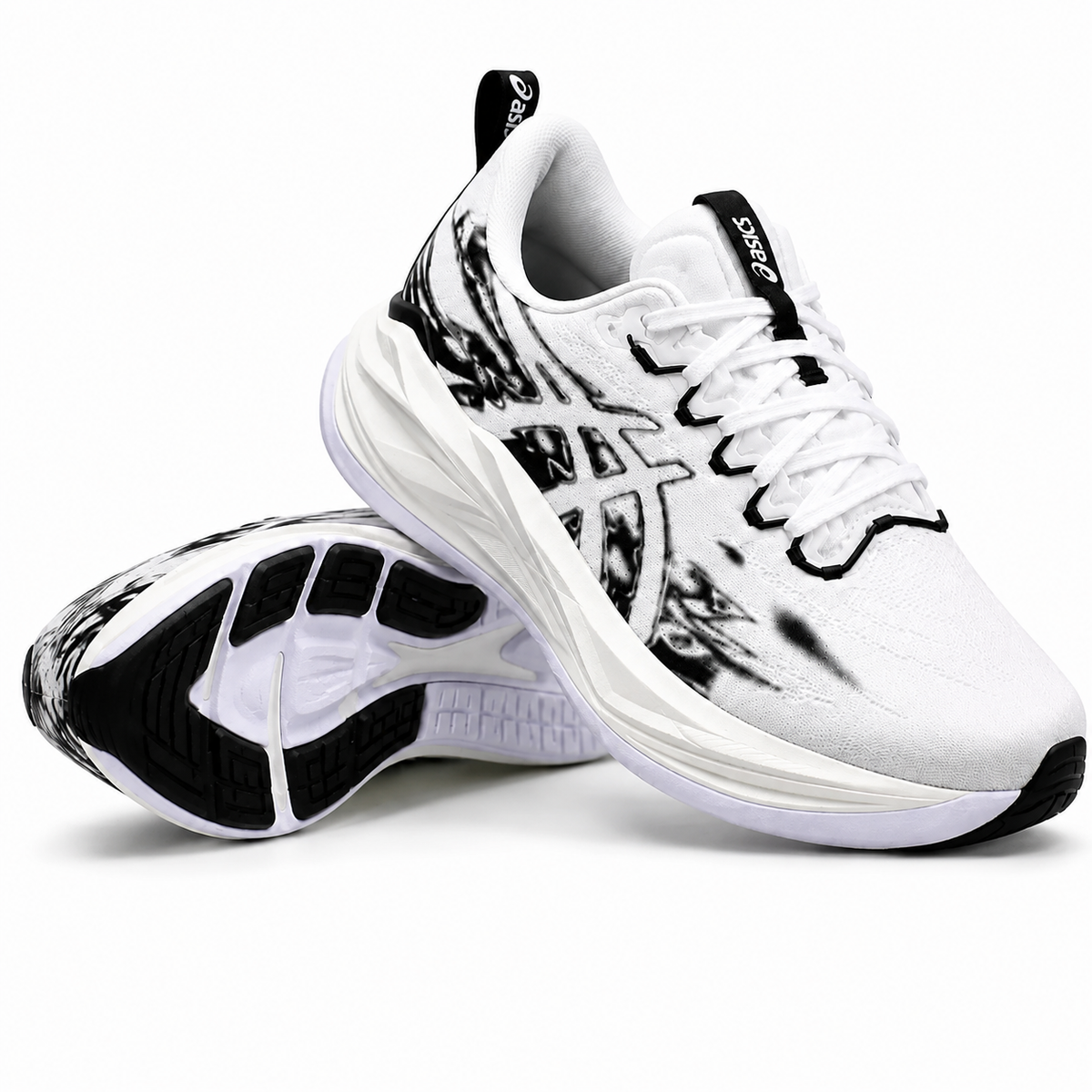 ASICS White &  Black Running   Shoes –   Lightweight  Cushioned Sports Sneakers