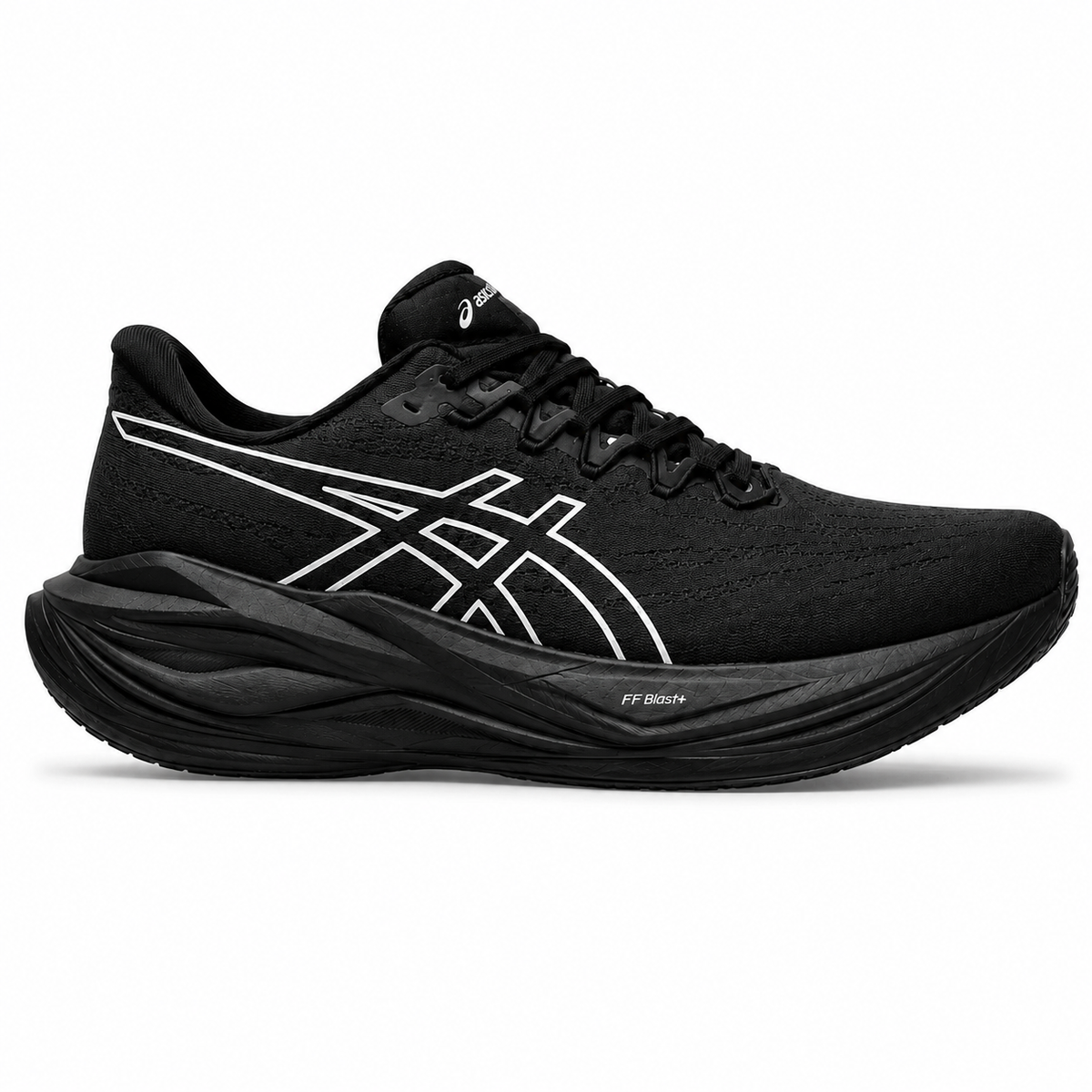 ASICS   Black   Running   Shoes   with   White   Logo   –   Lightweight   Cushioned   Sports   Sneakers