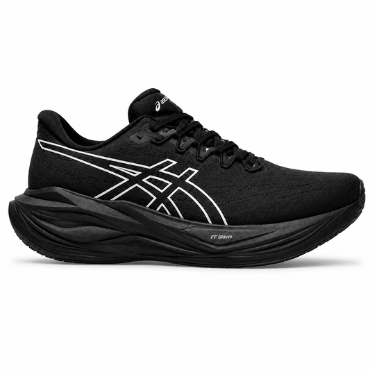 ASICS   Black   Running   Shoes   with   White   Logo   –   Lightweight   Cushioned   Sports   Sneakers