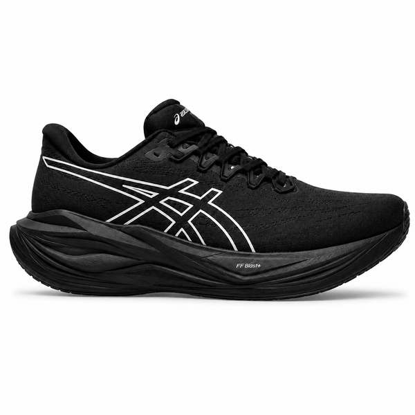 ASICS   Black   Running   Shoes   with   White   Logo   –   Lightweight   Cushioned   Sports   Sneakers