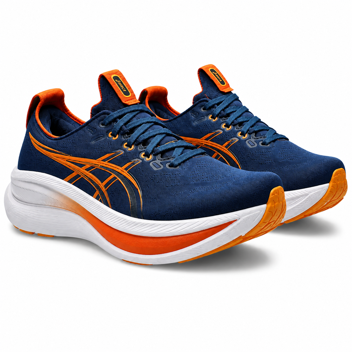ASICS   Navy   Blue   &   Orange   Running   Shoes   –   Cushioned   Lightweight   Sports   Sneakers