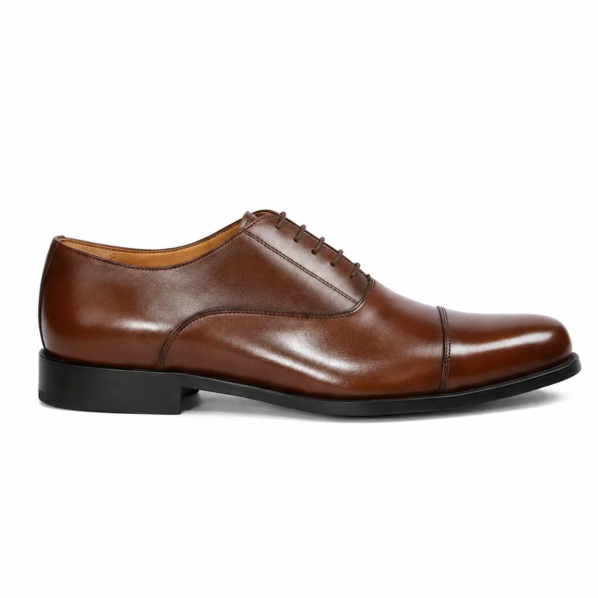 Premium brown leather Oxford formal shoe with closed lacing