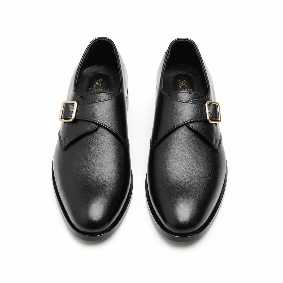 Elegant black leather formal monk strap shoes for men, ideal for business, weddings, and office wear.