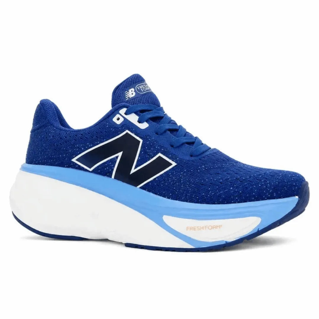 A New Balance running shoe in royal blue with a white and light blue midsole, featuring the signature 'N' logo on the side.