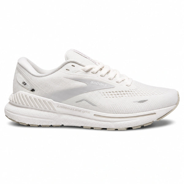 Brooks Adrenaline GTS 23 white running shoes side profile