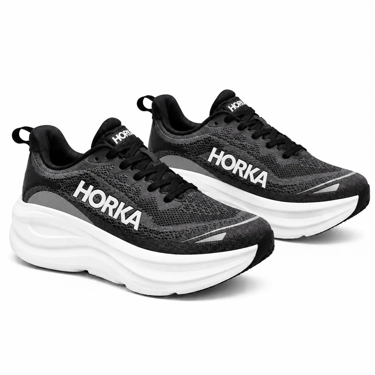 HORKA black running shoes with white cushioned sole