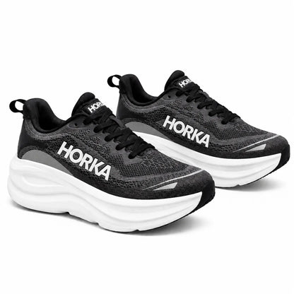 HORKA black running shoes with white cushioned sole
